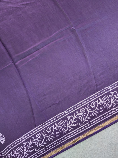 Hand Block Printed Maheshwari Silk - Purple