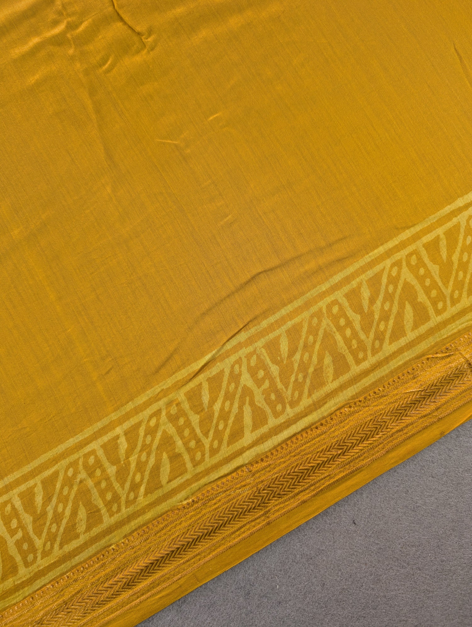 Hand Block Printed Maheshwari Silk - Mustard Yellow