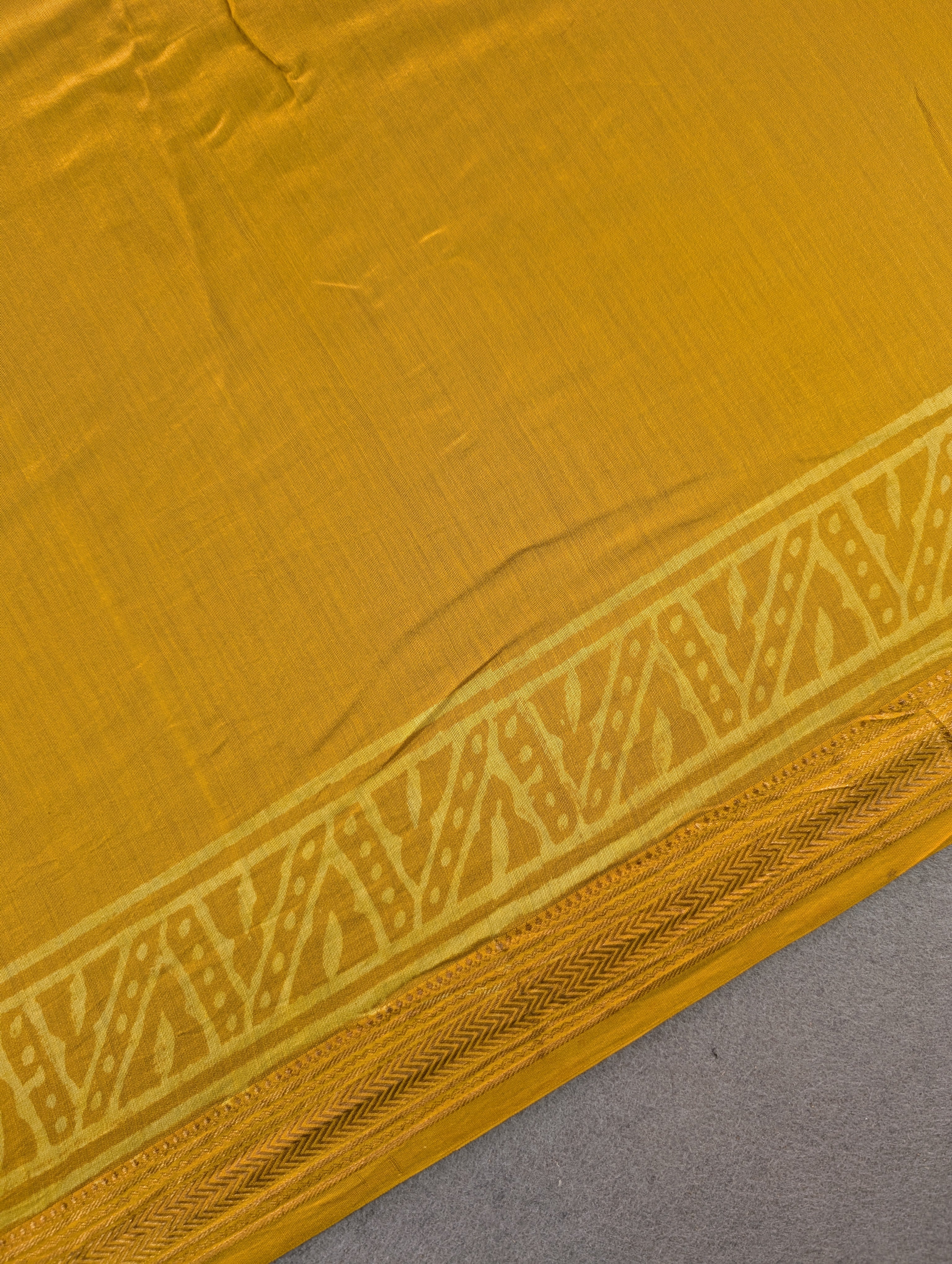 Hand Block Printed Maheshwari Silk - Mustard Yellow