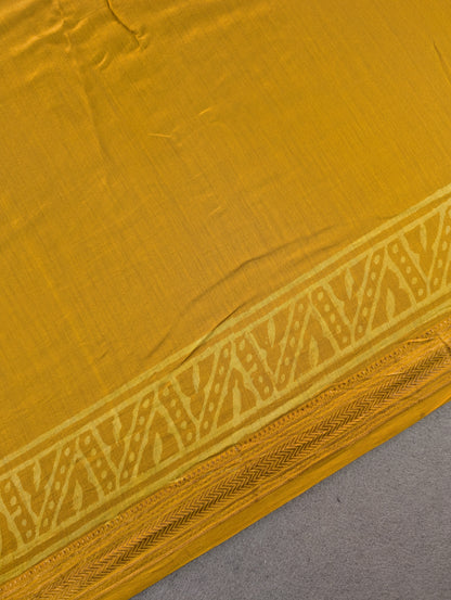 Hand Block Printed Maheshwari Silk - Mustard Yellow