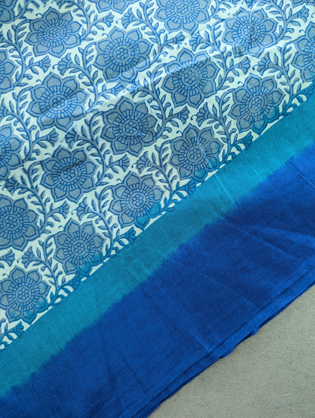 Block Print X Bandhani - Cyan Blue &amp; Teal Blue