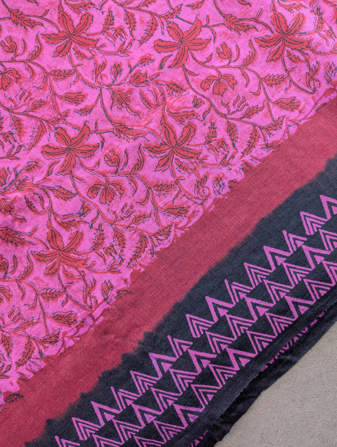 Block Print X Bandhani - Purplish Pink &amp; Teal Blue