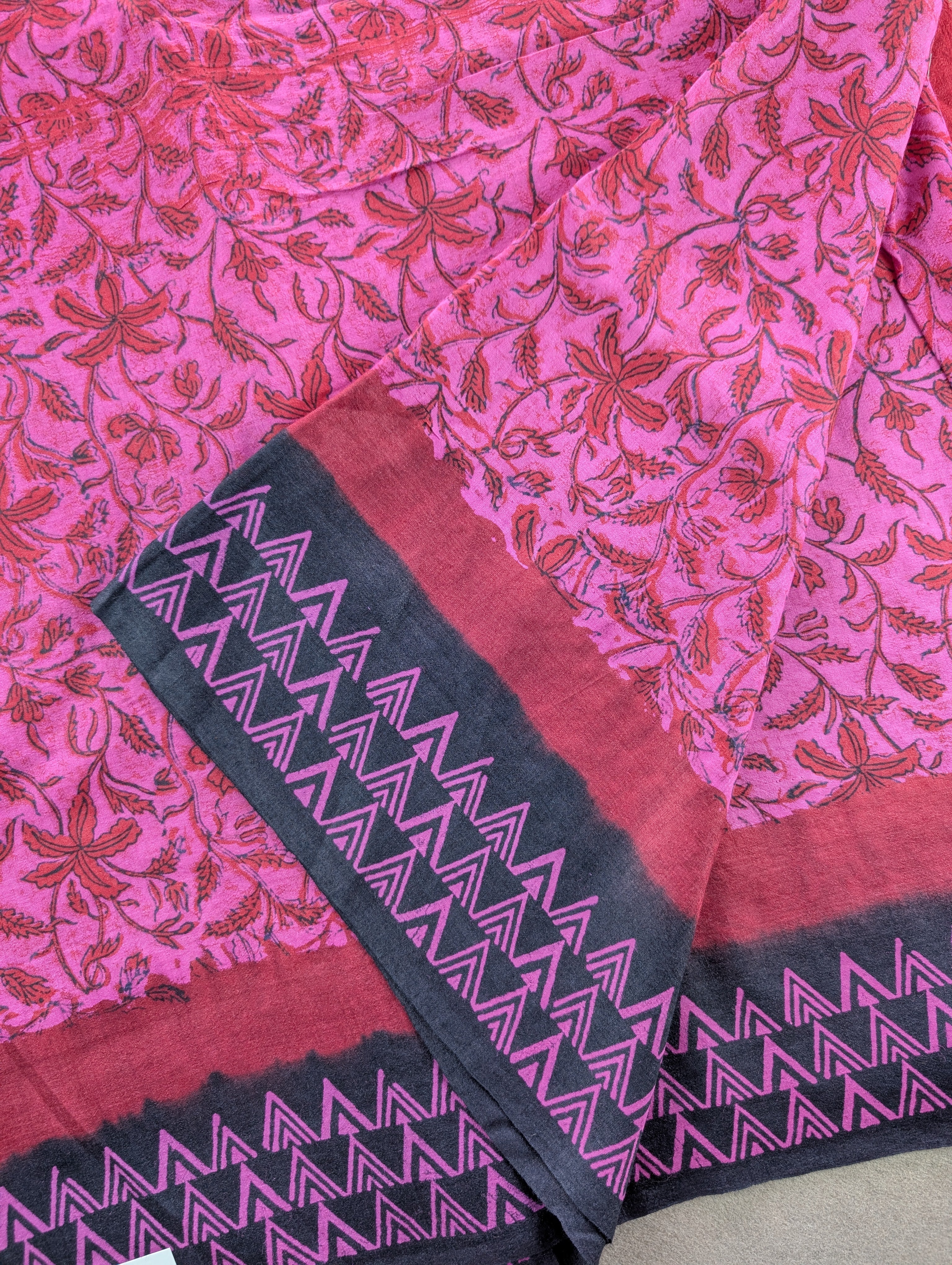 Block Print X Bandhani - Purplish Pink &amp; Teal Blue