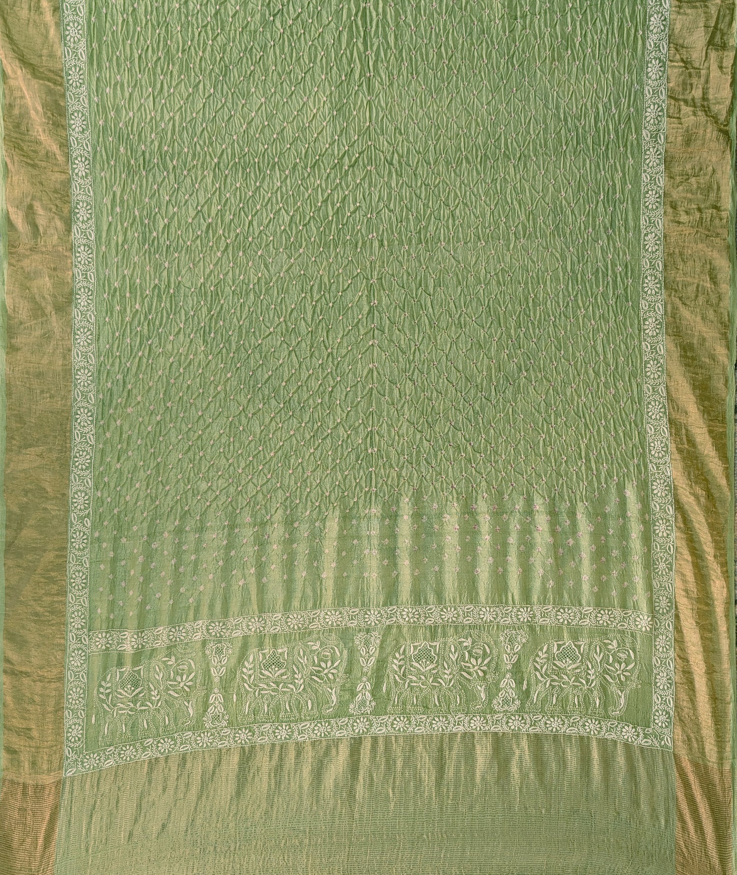 Chikankari X Bandhani - Pastel Green