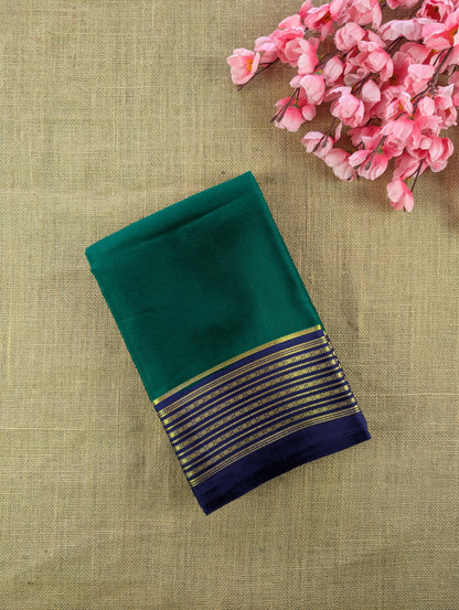 Pure Mysore Silk Crepe - Green with Blue