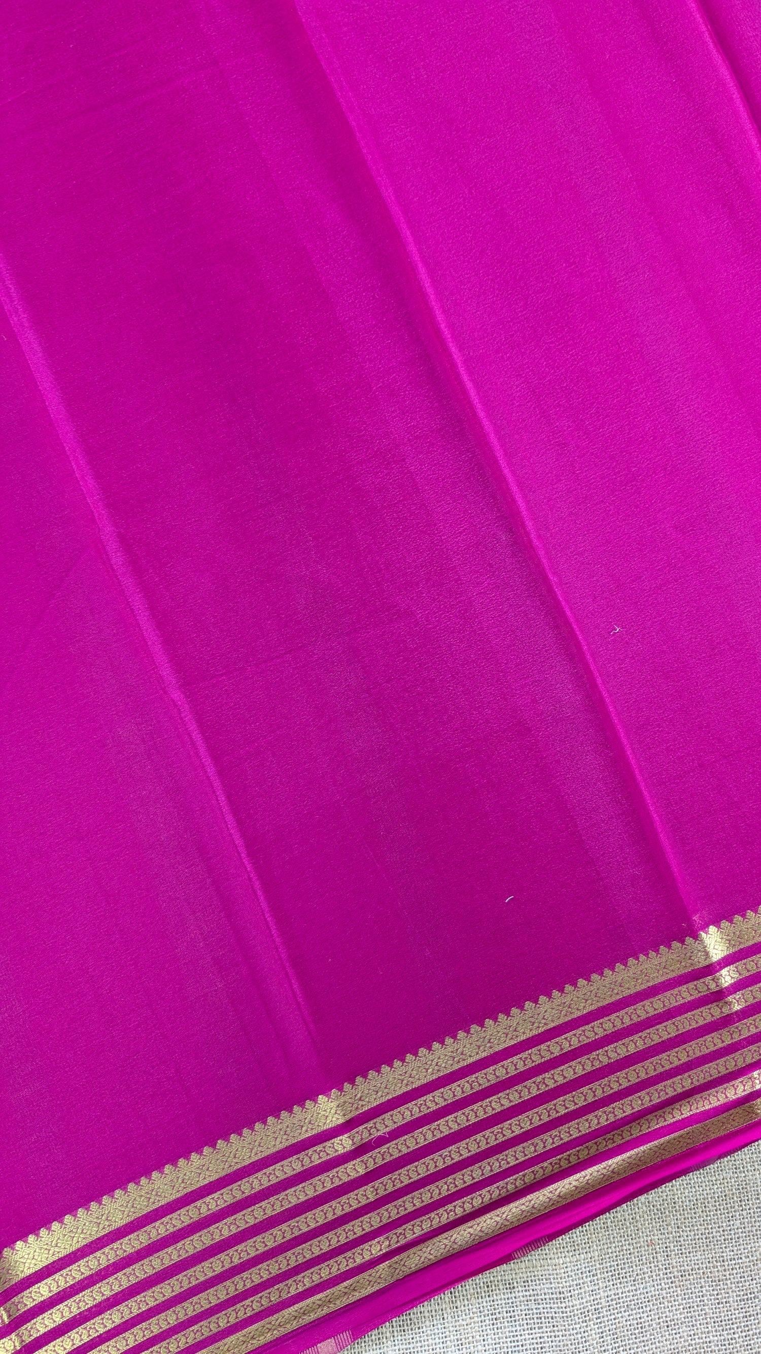 Pure Mysore Silk Crepe - Navy blue with Pink