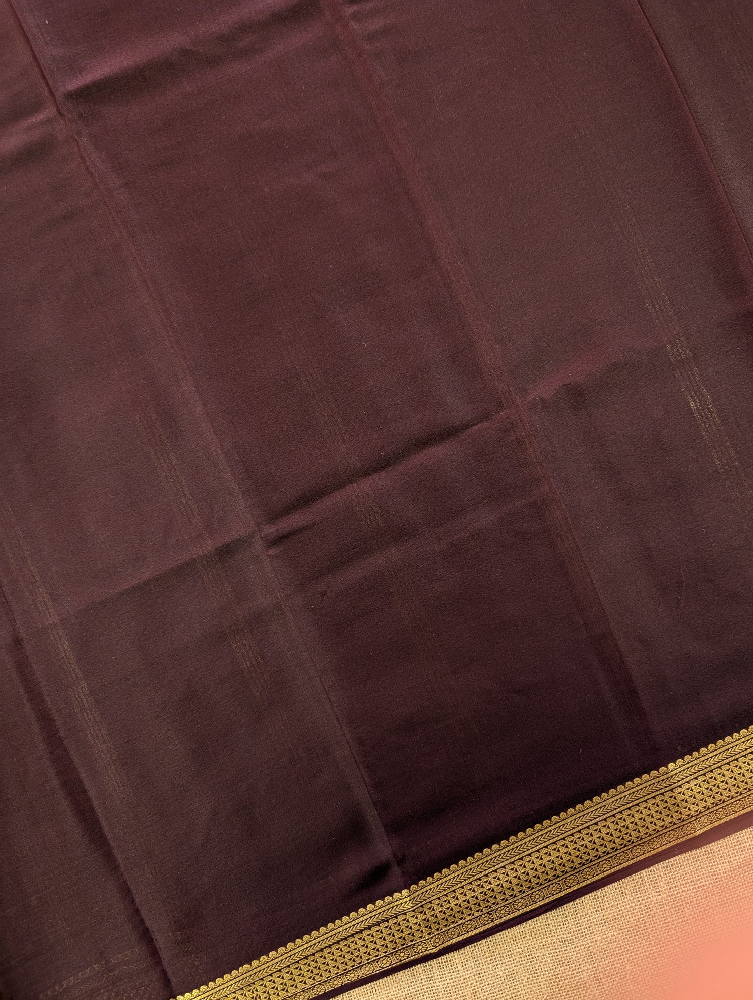 Pure Mysore Silk Crepe - Burnt Orange with Brown