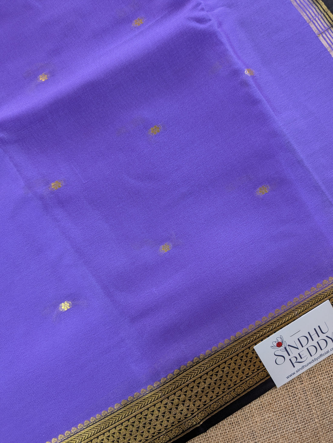 Pure Mysore Silk Crepe - Dark Lavender with Black