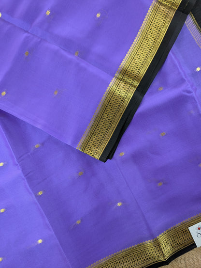 Pure Mysore Silk Crepe - Dark Lavender with Black