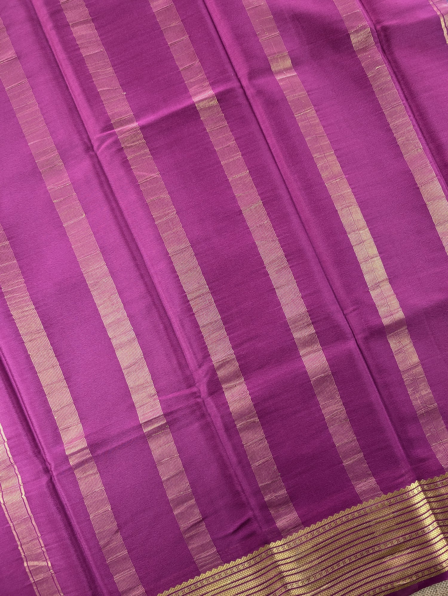 Pure Mysore Silk Crepe - Bottle Green with Purplish Pink