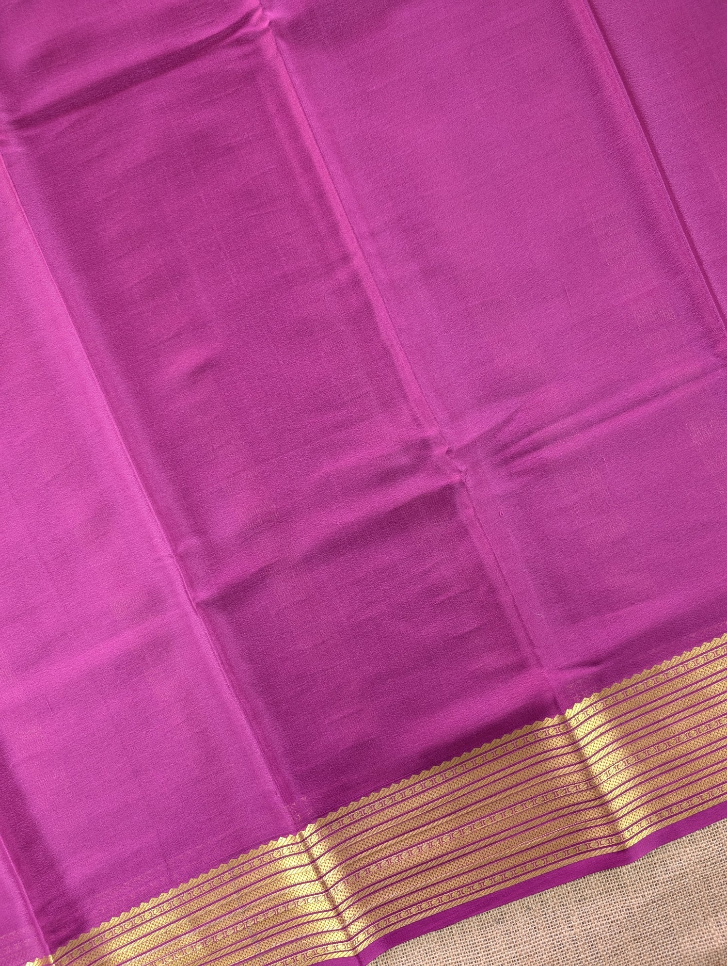 Pure Mysore Silk Crepe - Bottle Green with Purplish Pink