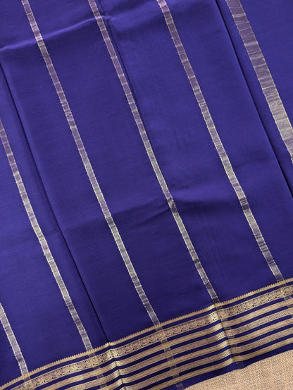 Pure Mysore Silk Crepe - Red wtih Blue