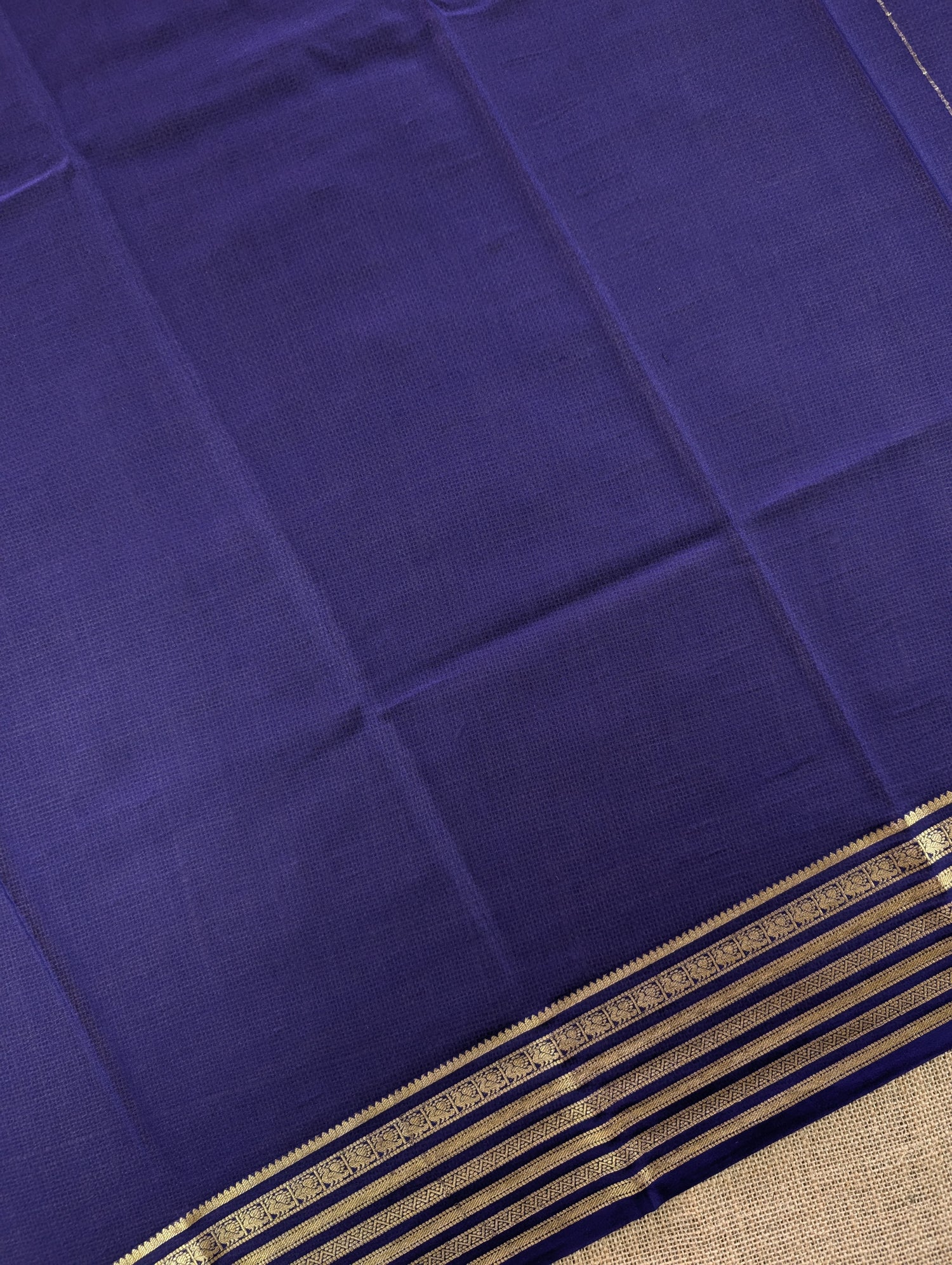 Pure Mysore Silk Crepe - Red wtih Blue