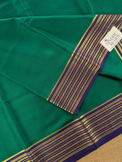 Pure Mysore Silk Crepe - Green with Blue