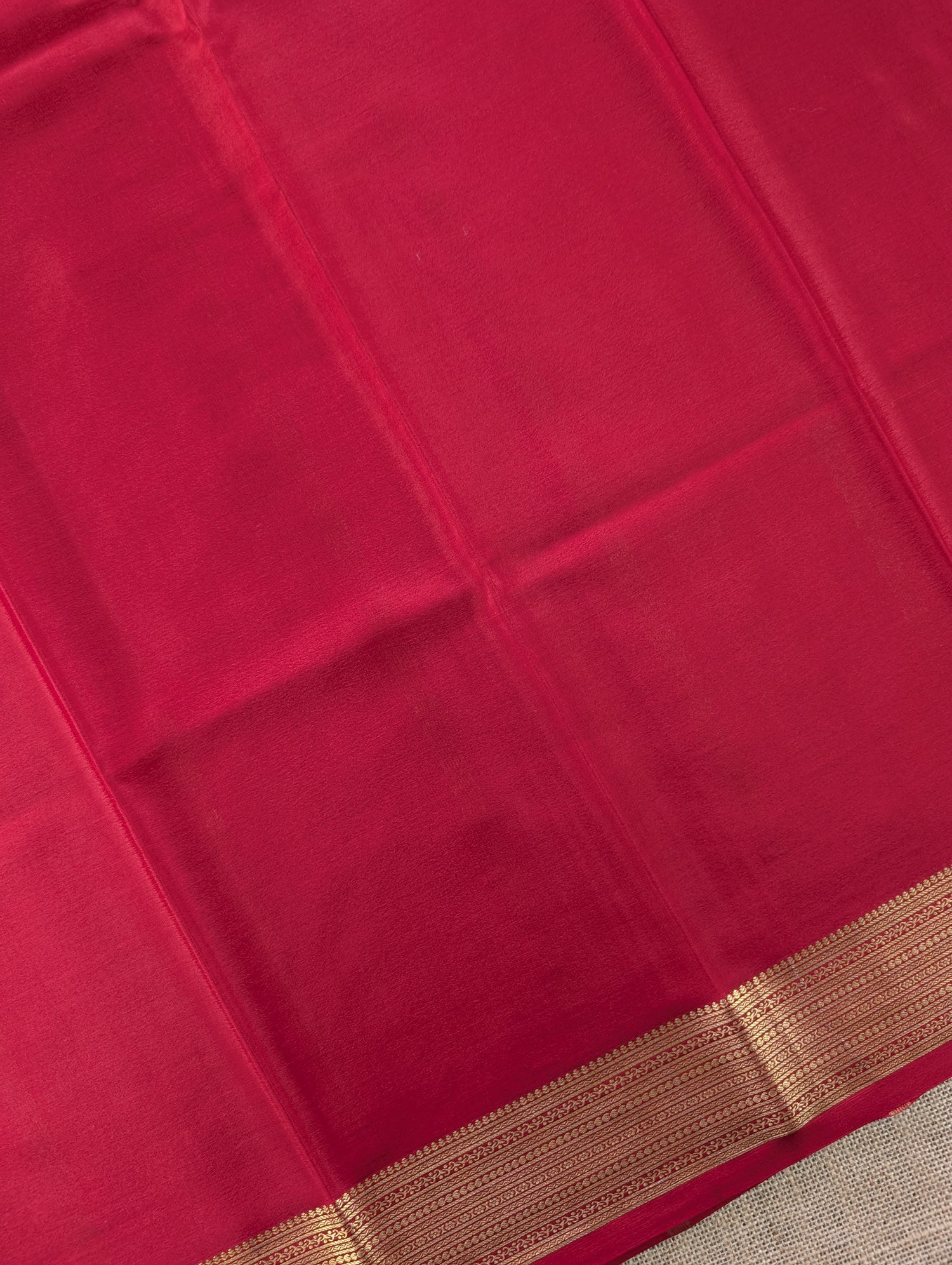 Pure Mysore Silk Crepe - Green with Red