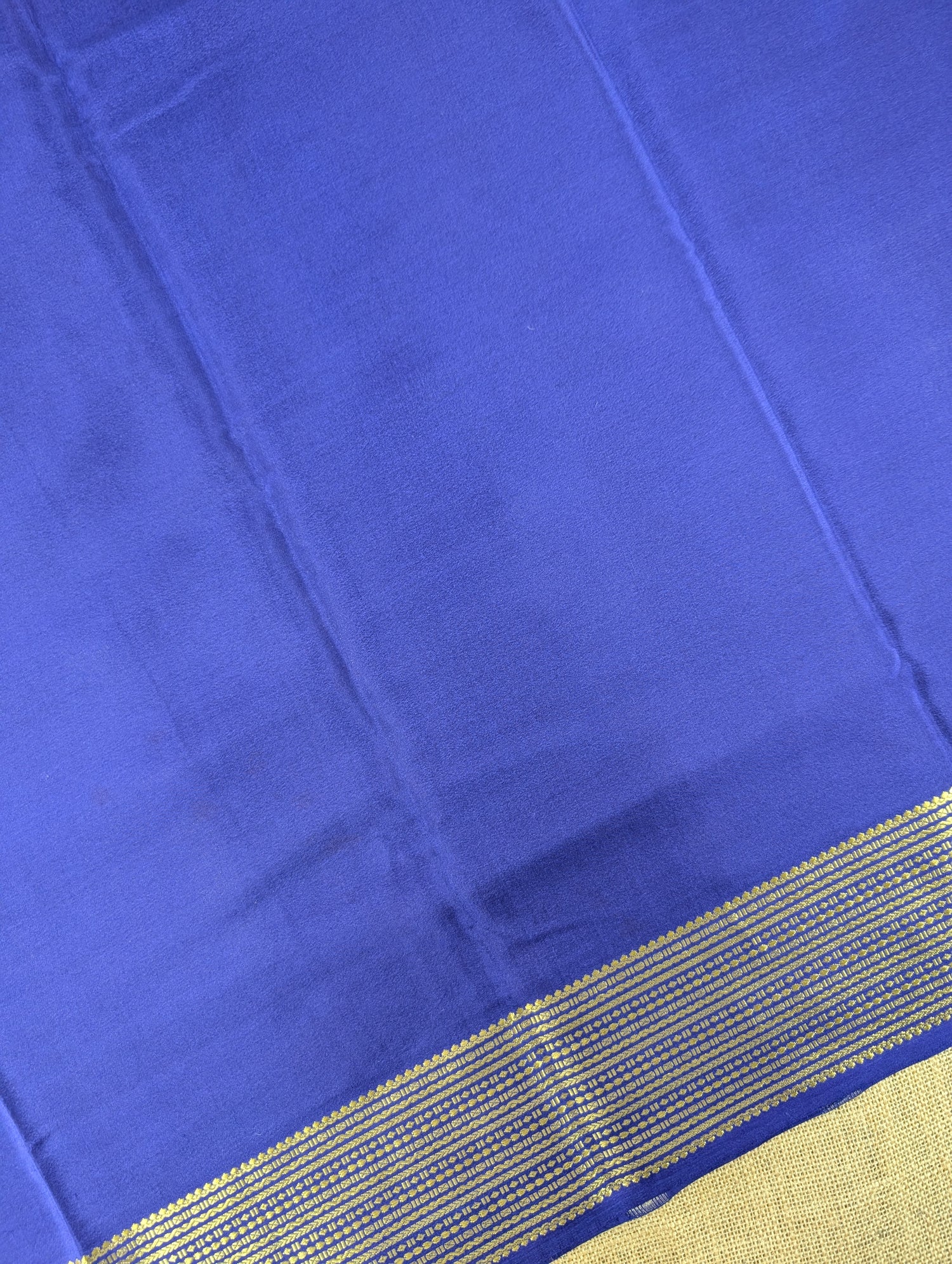 Pure Mysore Silk Crepe - Rani Pink with Blue