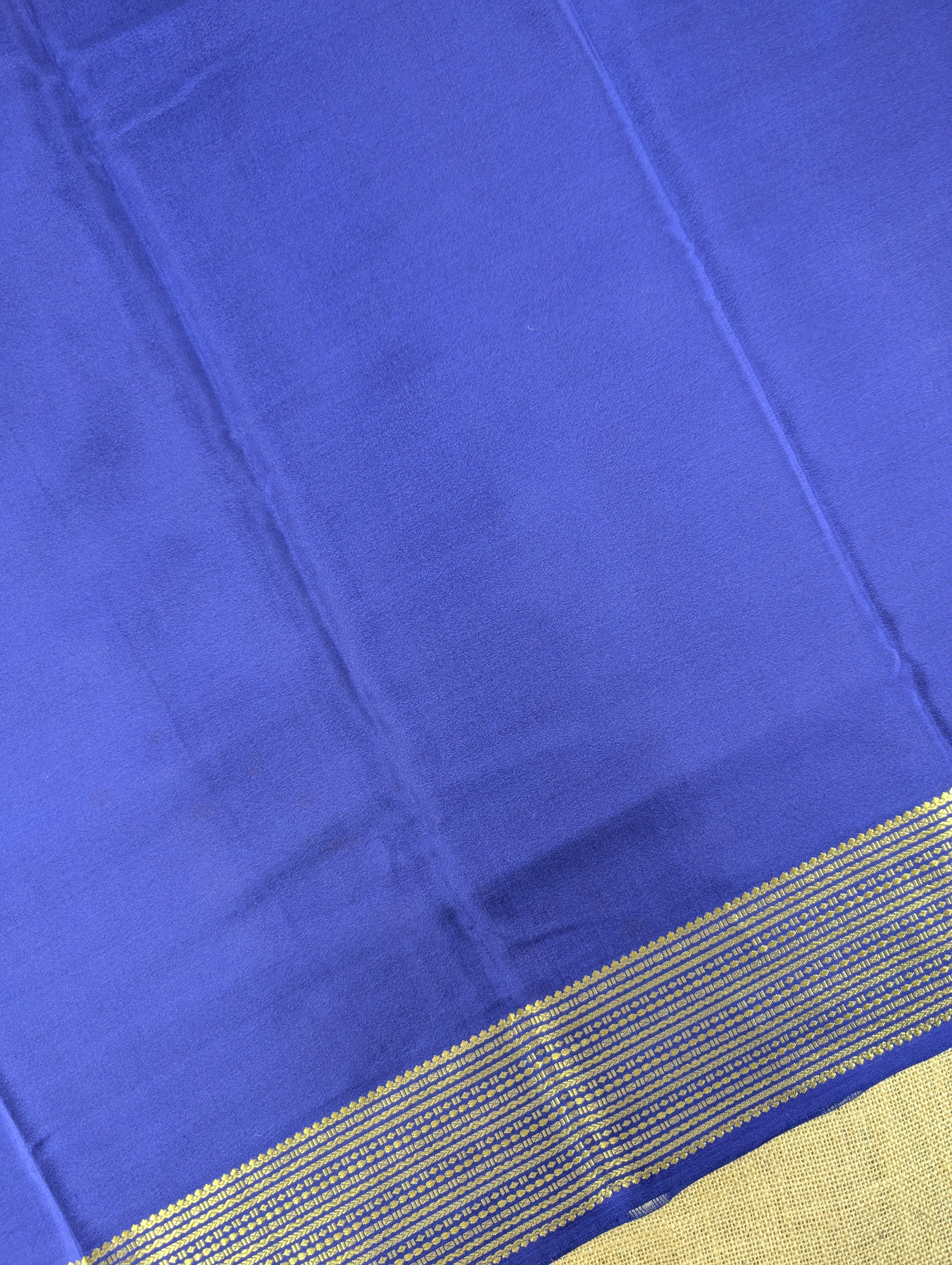 Pure Mysore Silk Crepe - Rani Pink with Blue