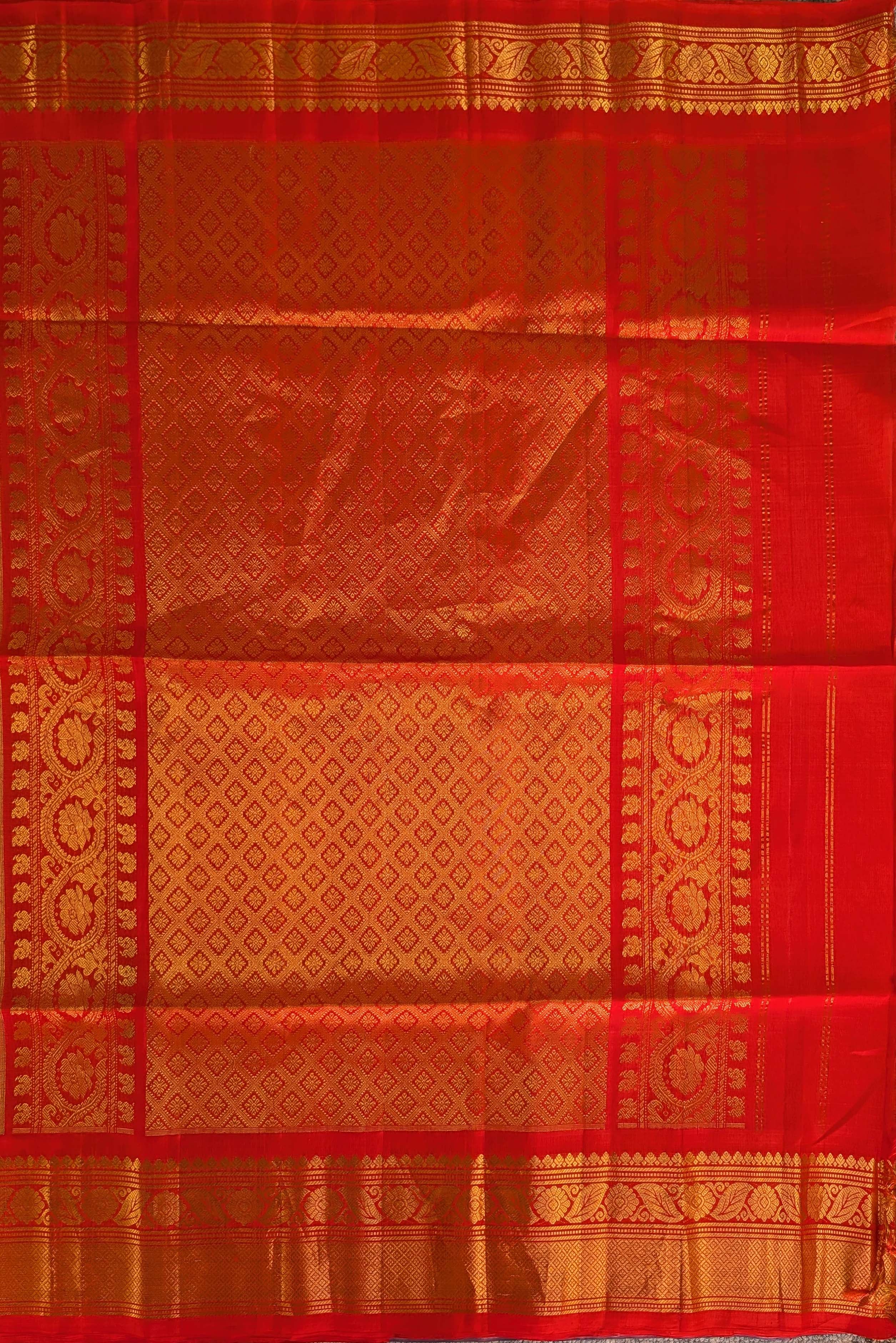 Pure Handloom Gadwal - Aqua Blue with Red Border